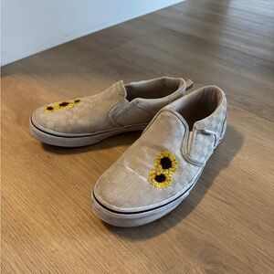 Vans Asher Slip-Ons w/Sunflowers - Youth 5